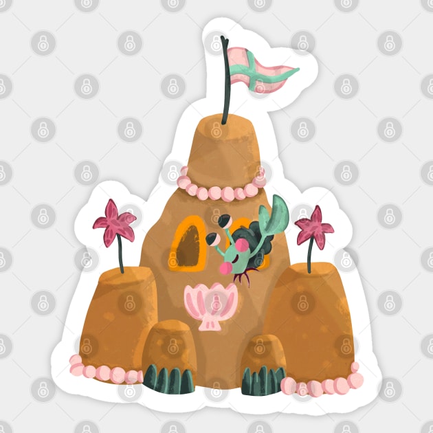 Little Hermit Crab in his Sea Castle Sticker by Ipoole